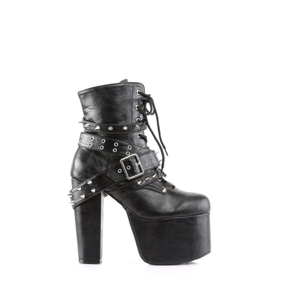 Demonia Torment 700 Black Platform Ankle Boots with Spikes - Picture 5 of 5